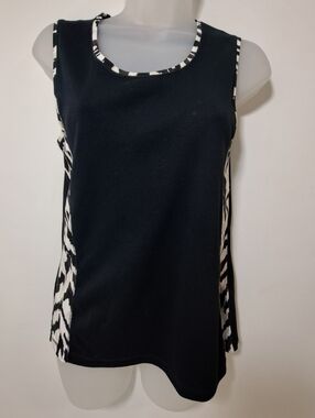 Olsen Europe Tank Top Women's Size Medium Black Zebra Print Cotton